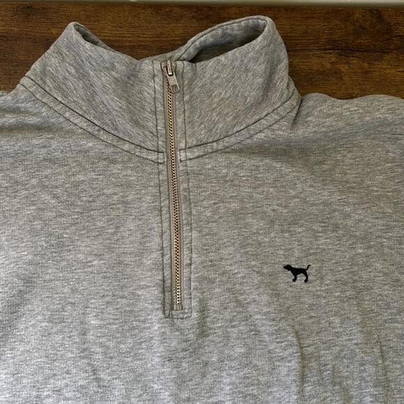 PINK Animal Print Graphic Gray Partial Zip Up Sweater - Picture 4 of 12